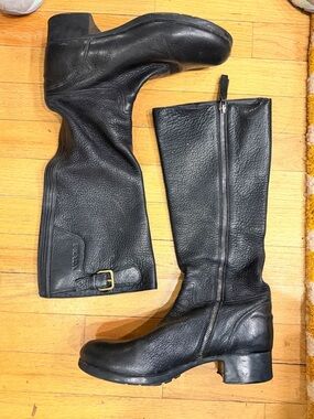 Prada black leather riding boots